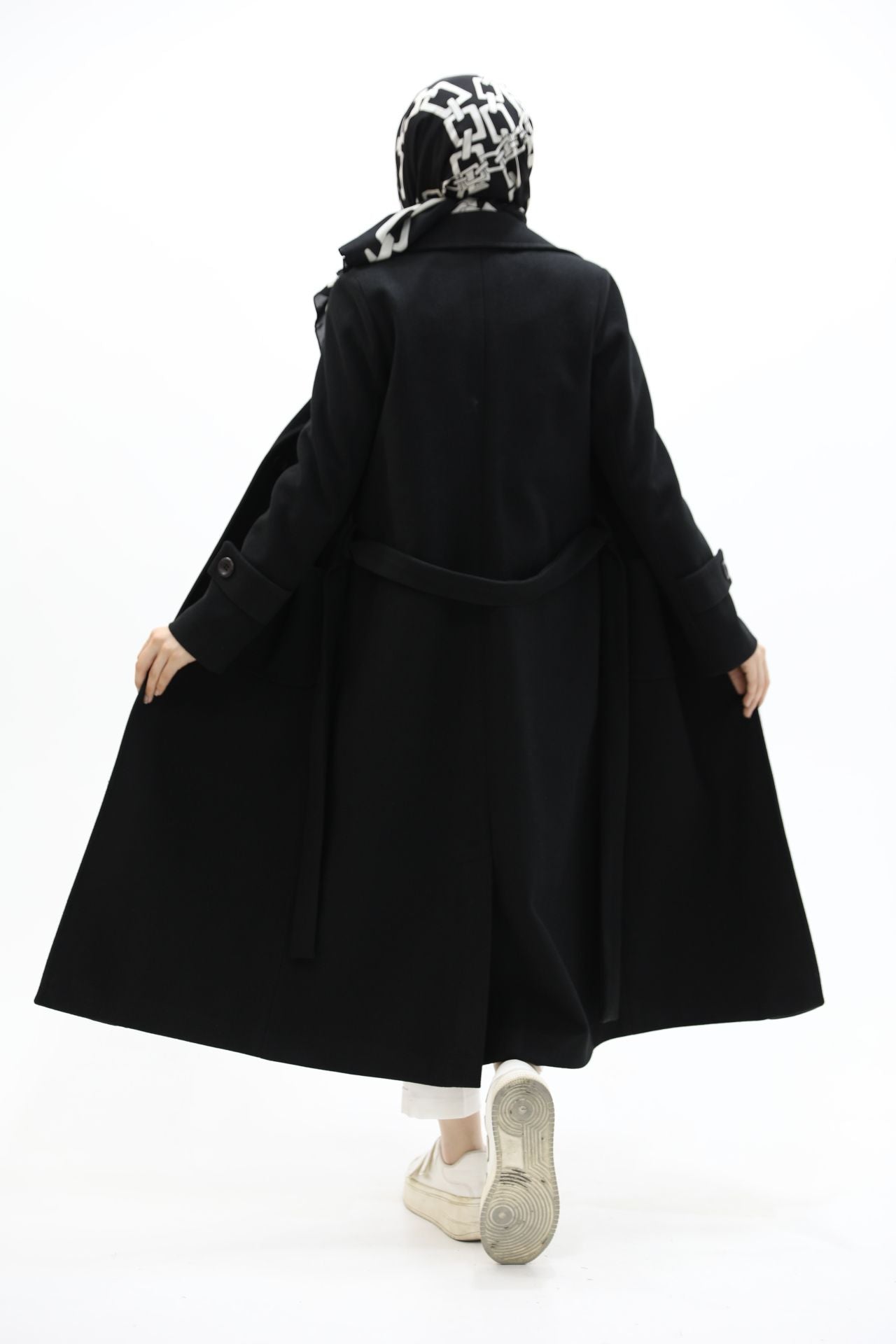 Pocketed Cashmere Coat Black