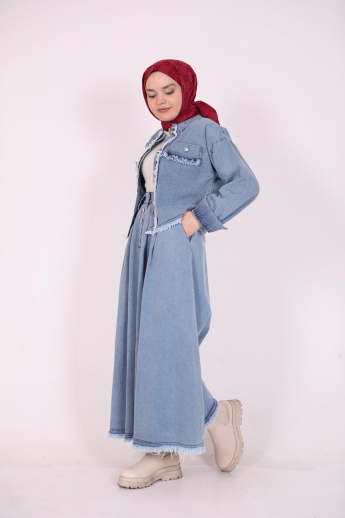 Skirt Denim Suit Blue