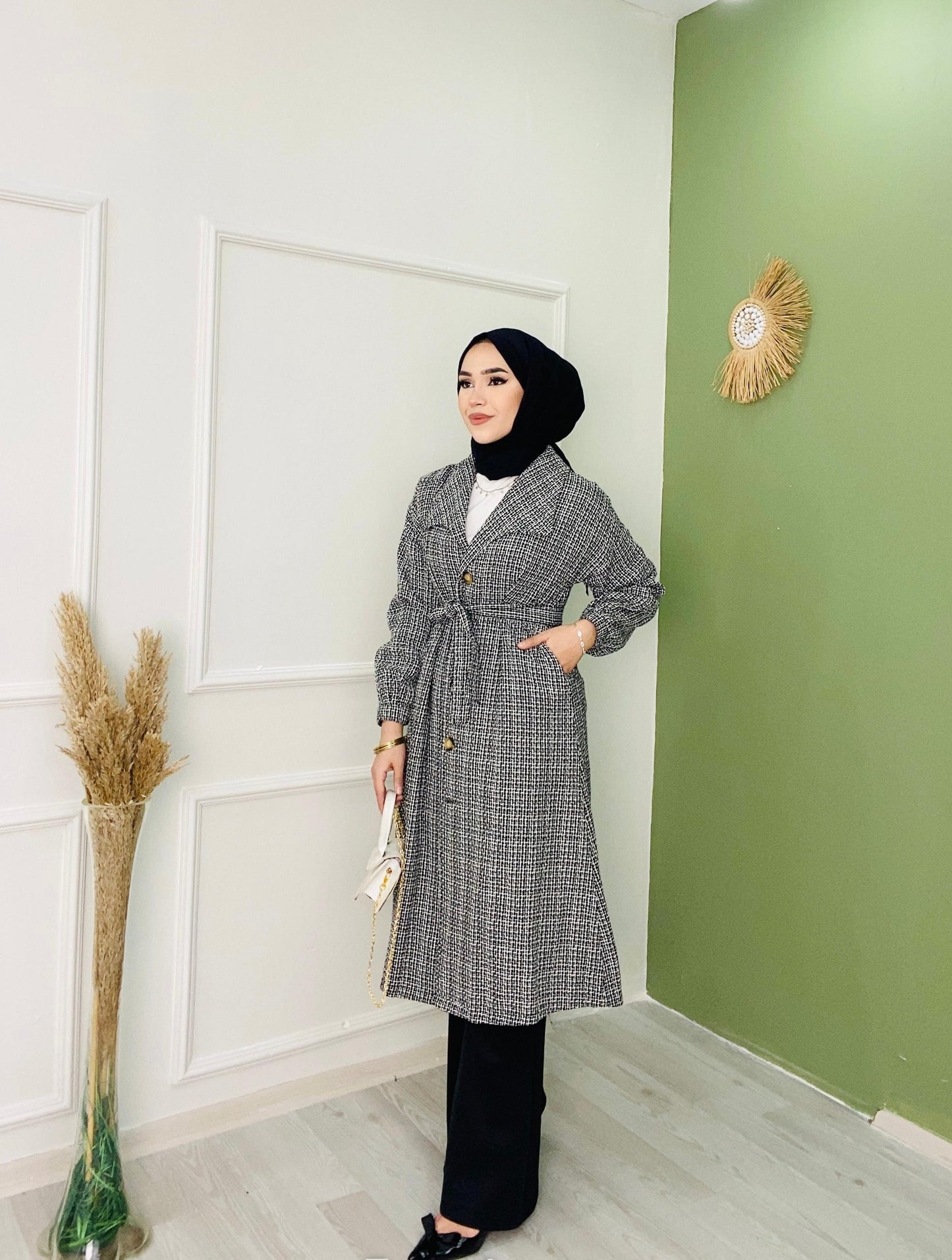 Şanel Fabric Lined Coat Black