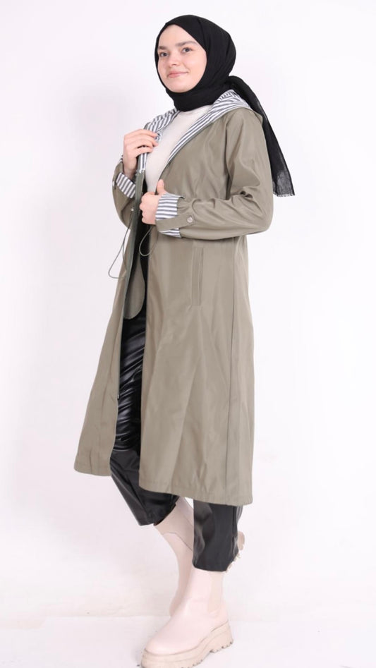 Striped Trench Khaki