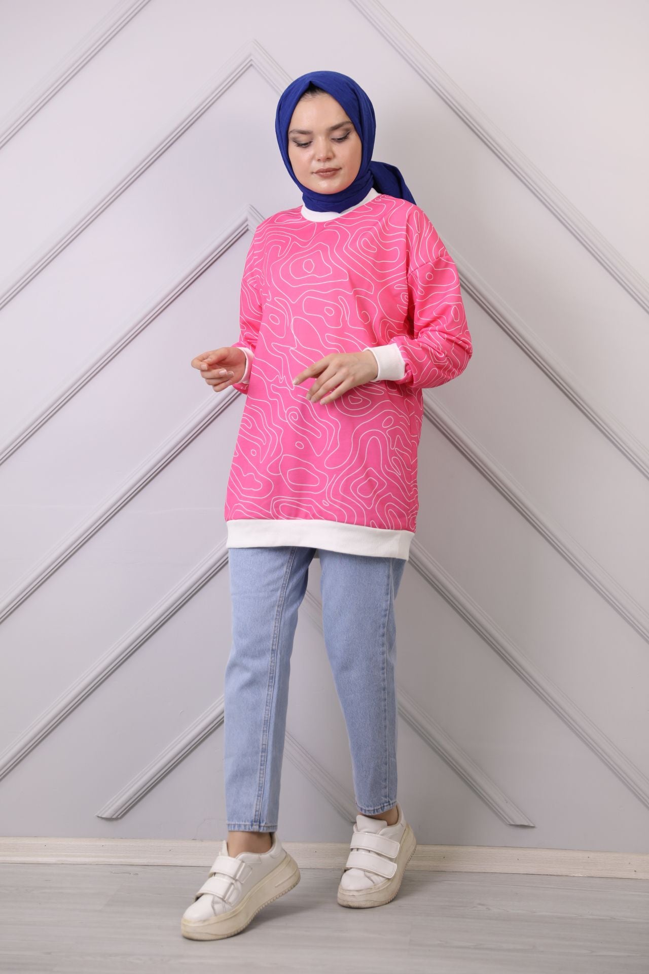 Ribbed Patterned Sweat Pink