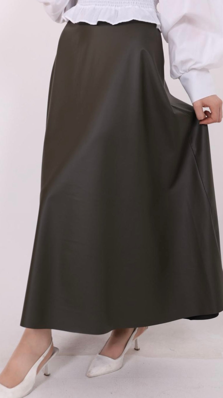 Kiloş Leather Skirt Green
