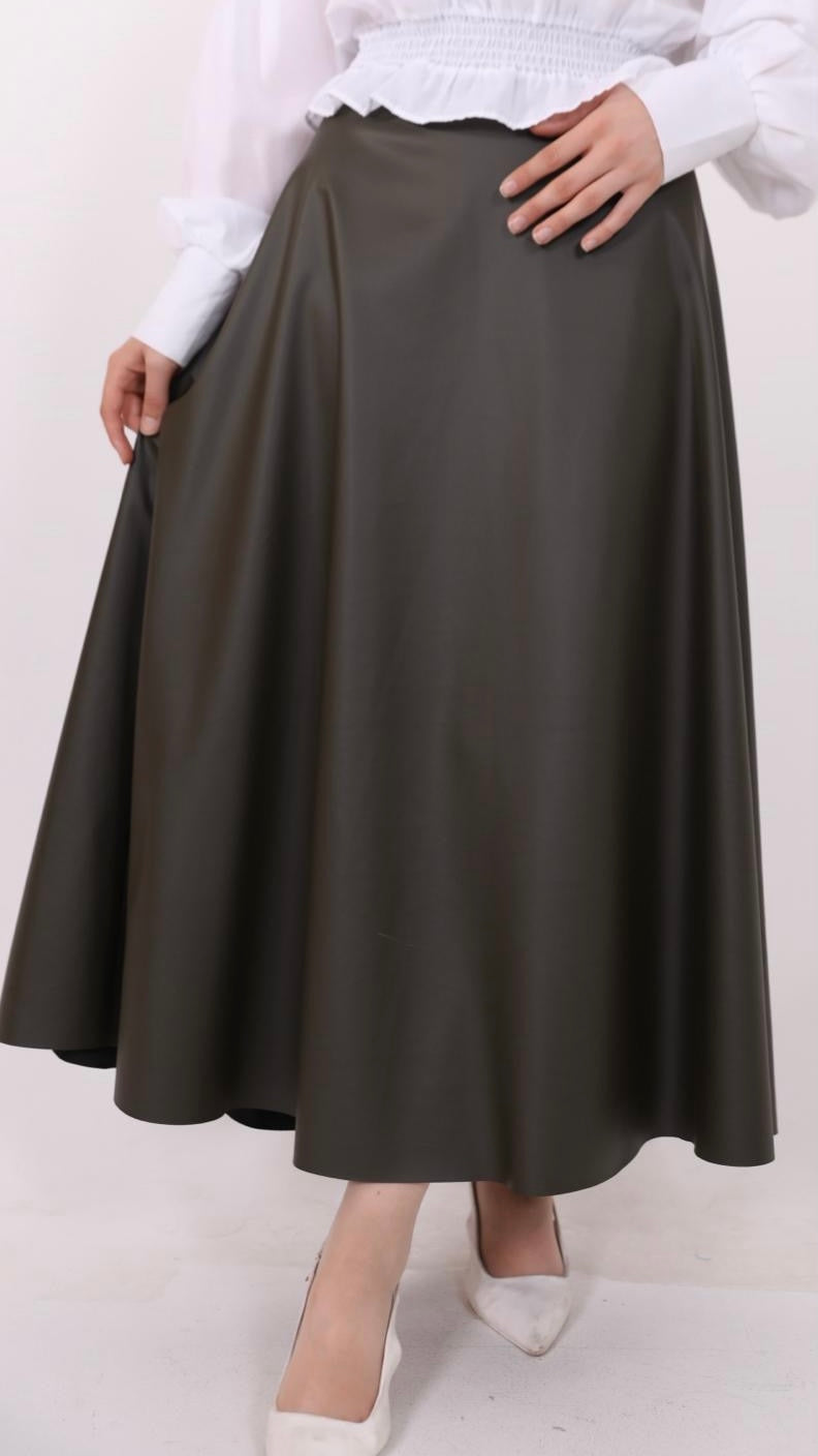 Kiloş Leather Skirt Green