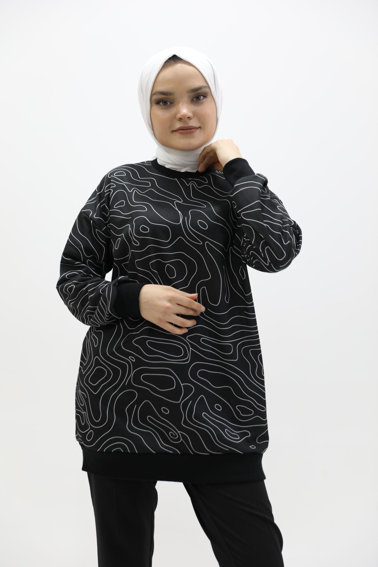 Ribbed Patterned Sweat Black