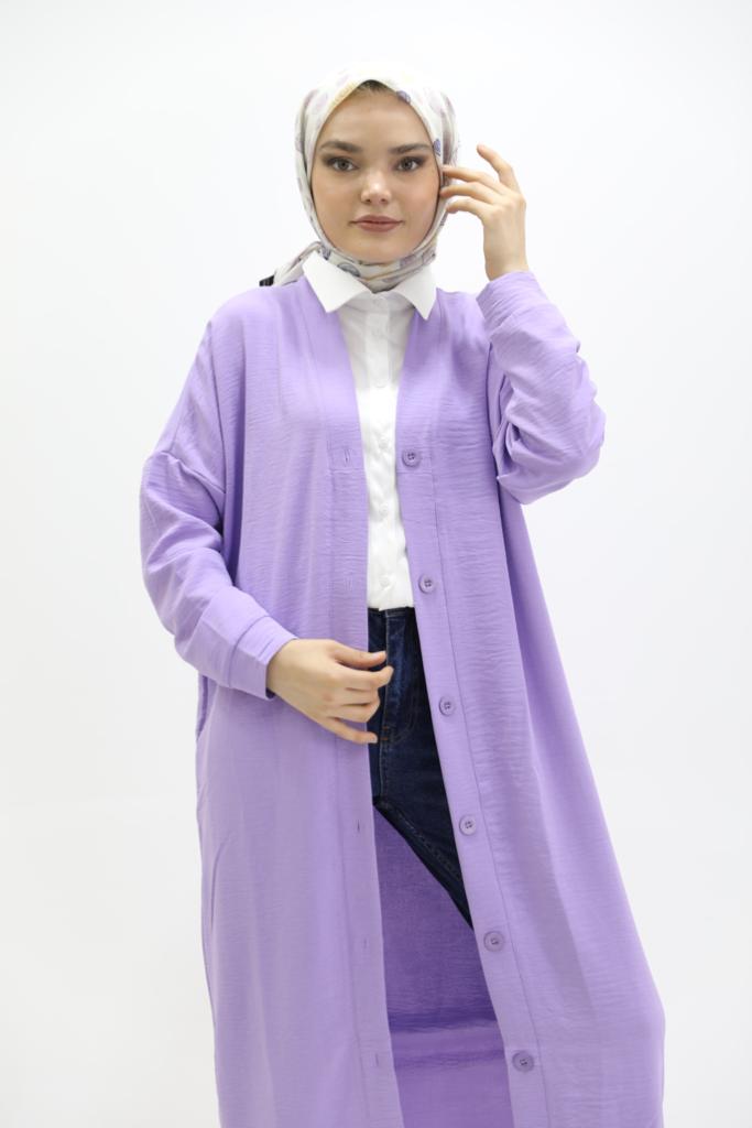 Buttoned Ayrobin Fabric Tunic Lilac