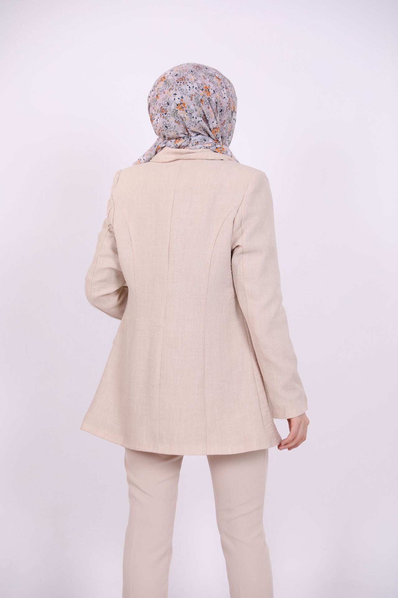 Buttoned Blazer Jacket Beige