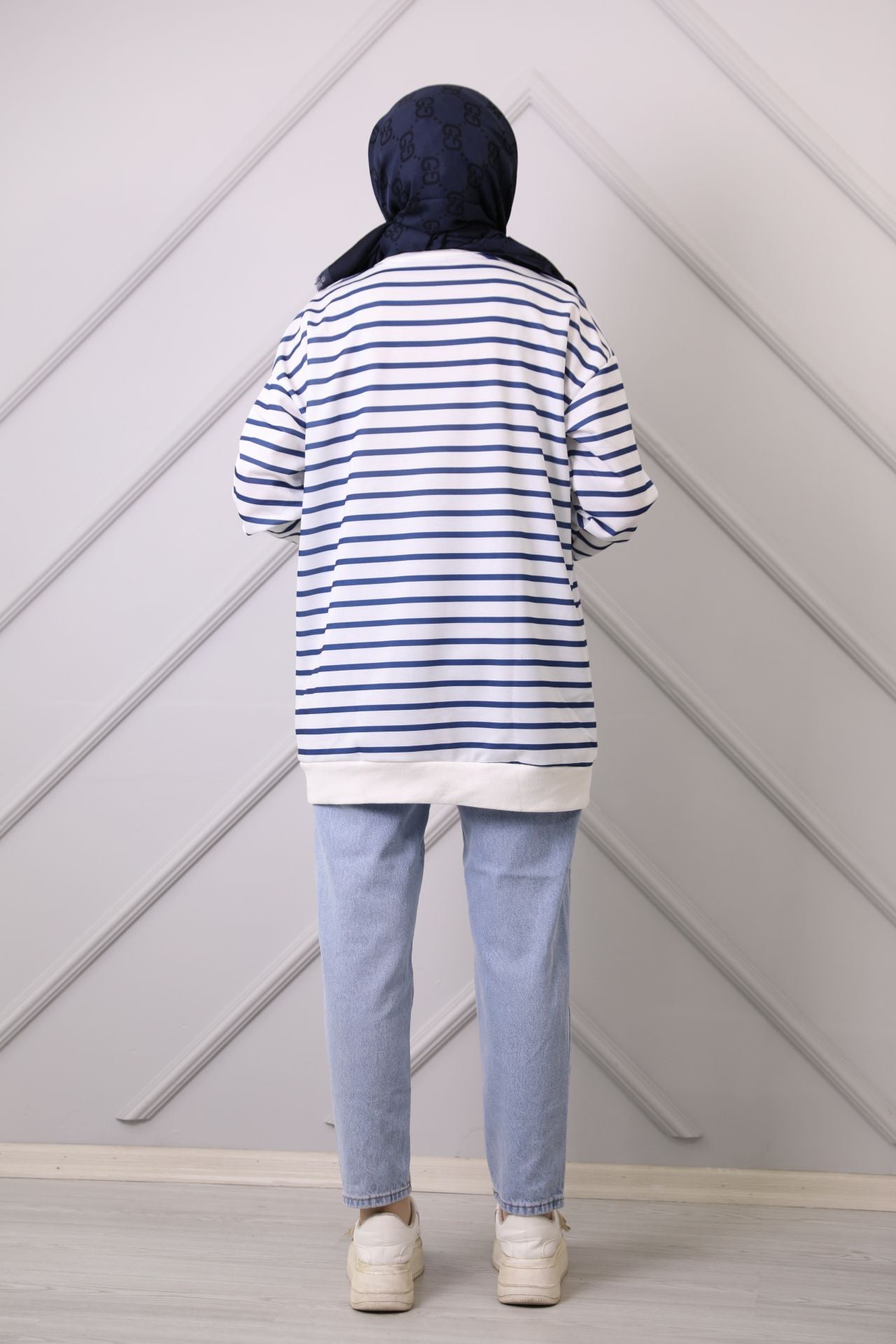 Ribbed Striped Sweat Blue