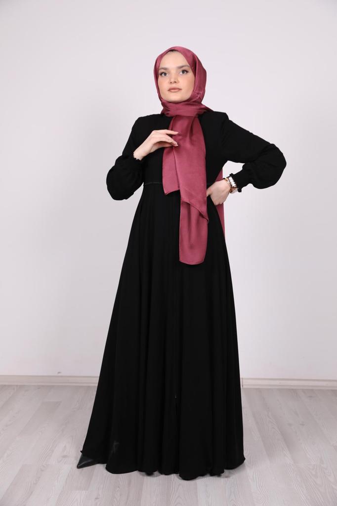Guipure Detailed Abaya Black