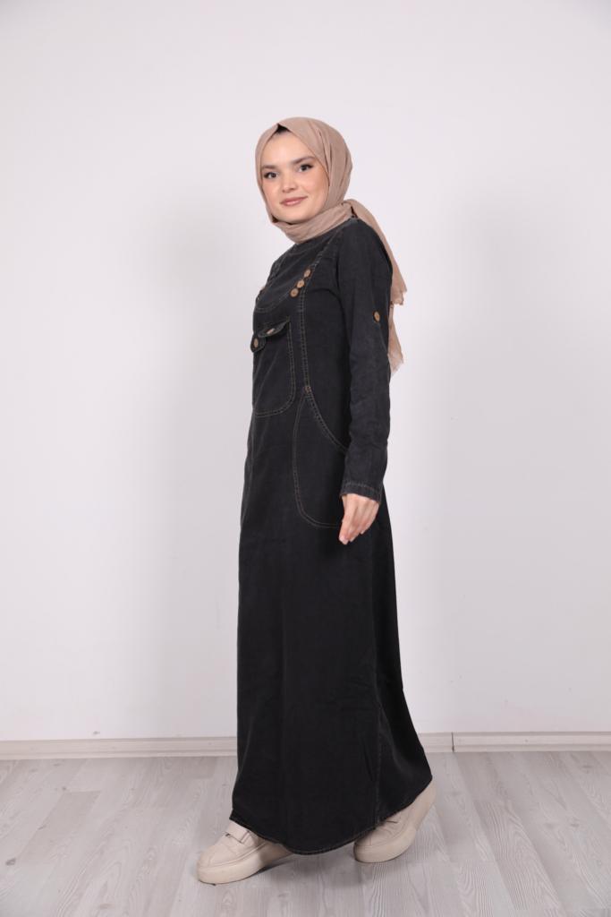 Slopet Model Denim Dress Black