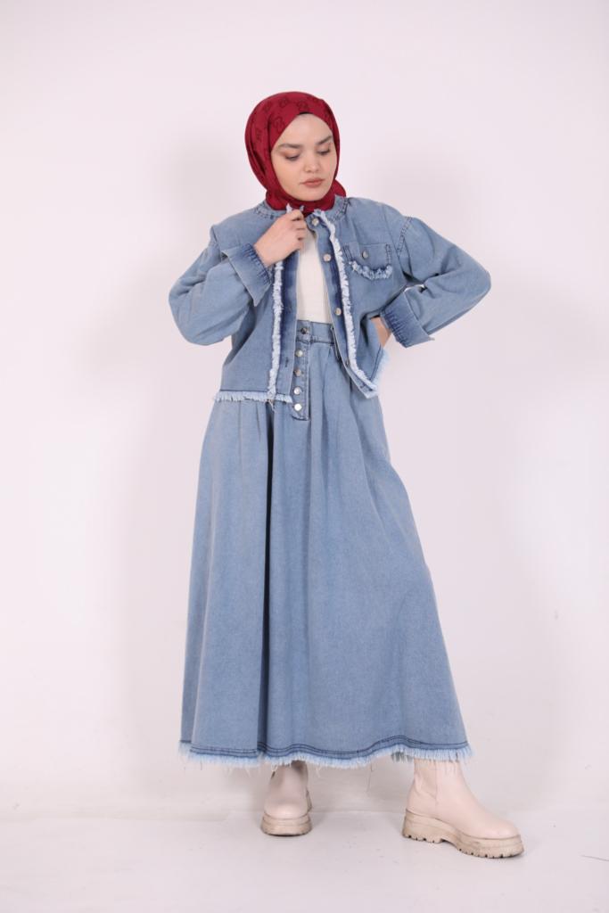 Skirt Denim Suit Blue