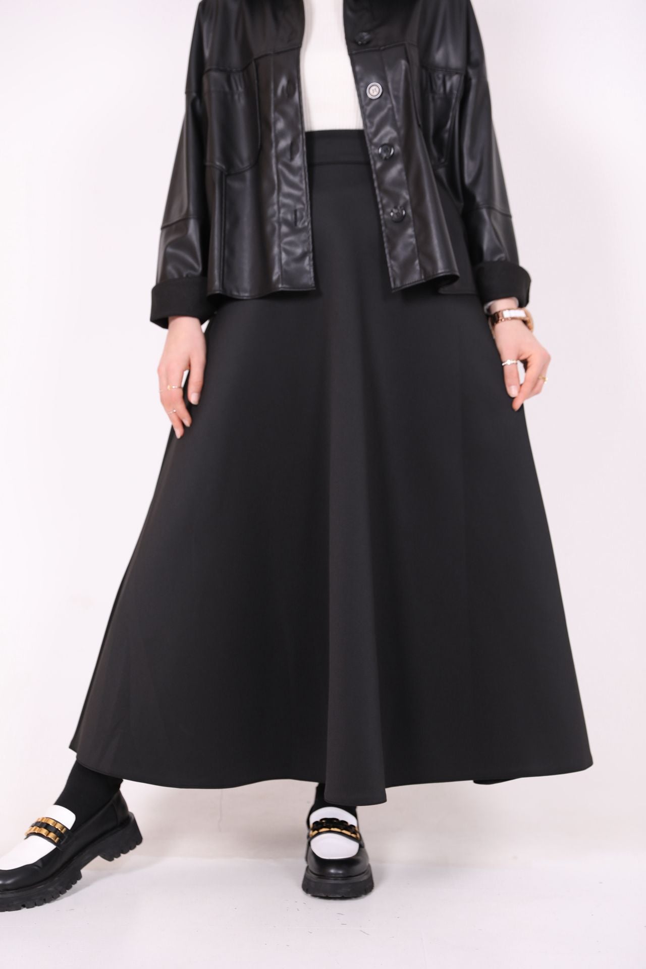 Scuba Fabric Kiloş Skirt Black