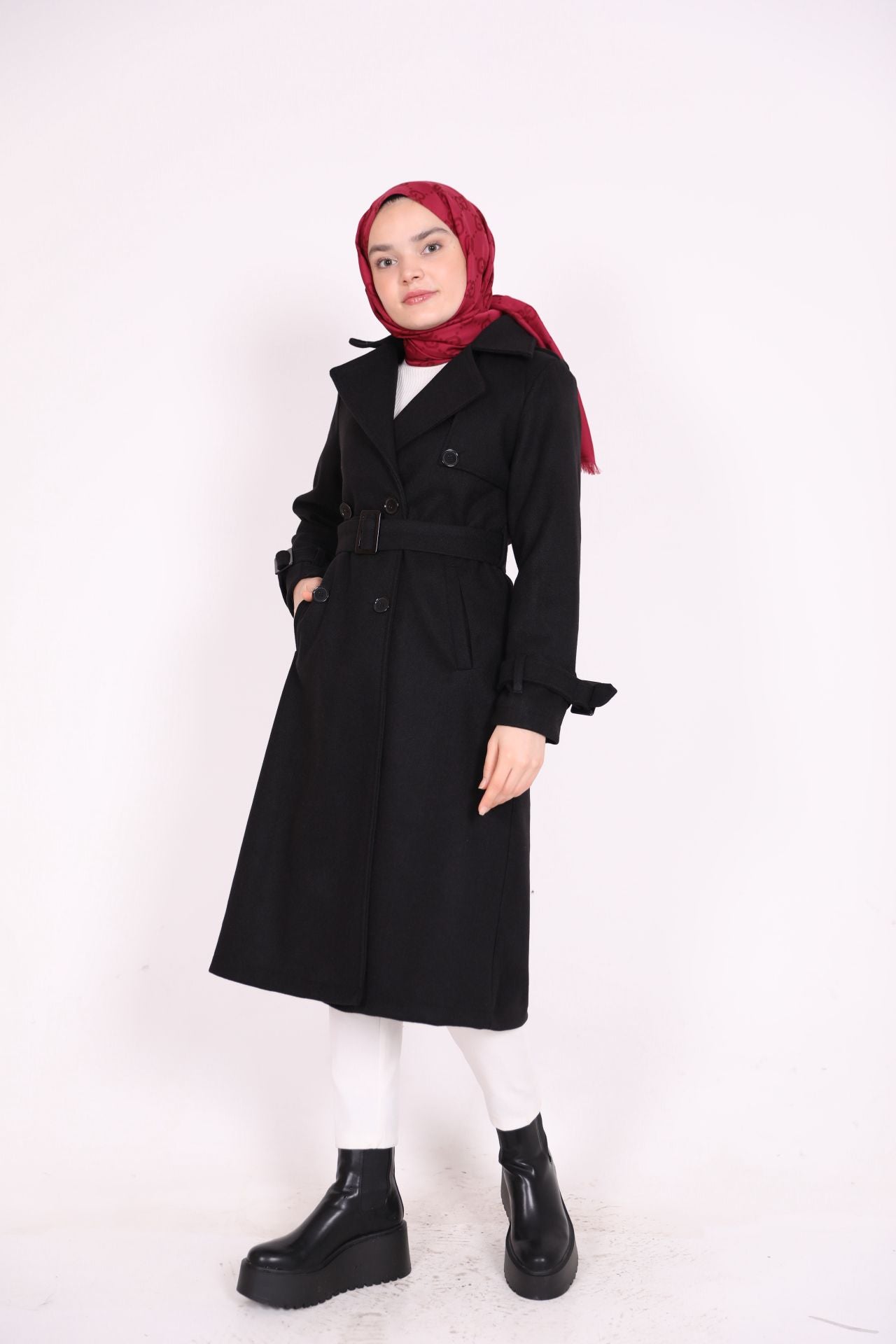 Zara Model Kaşe Kaban Siyah
