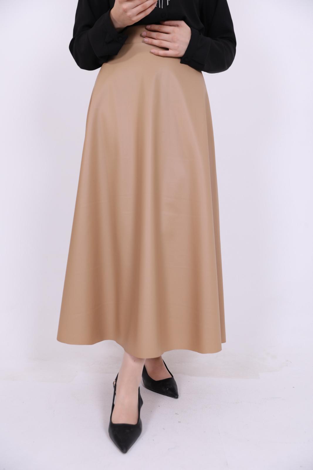 Kiloş Leather Skirt Beige