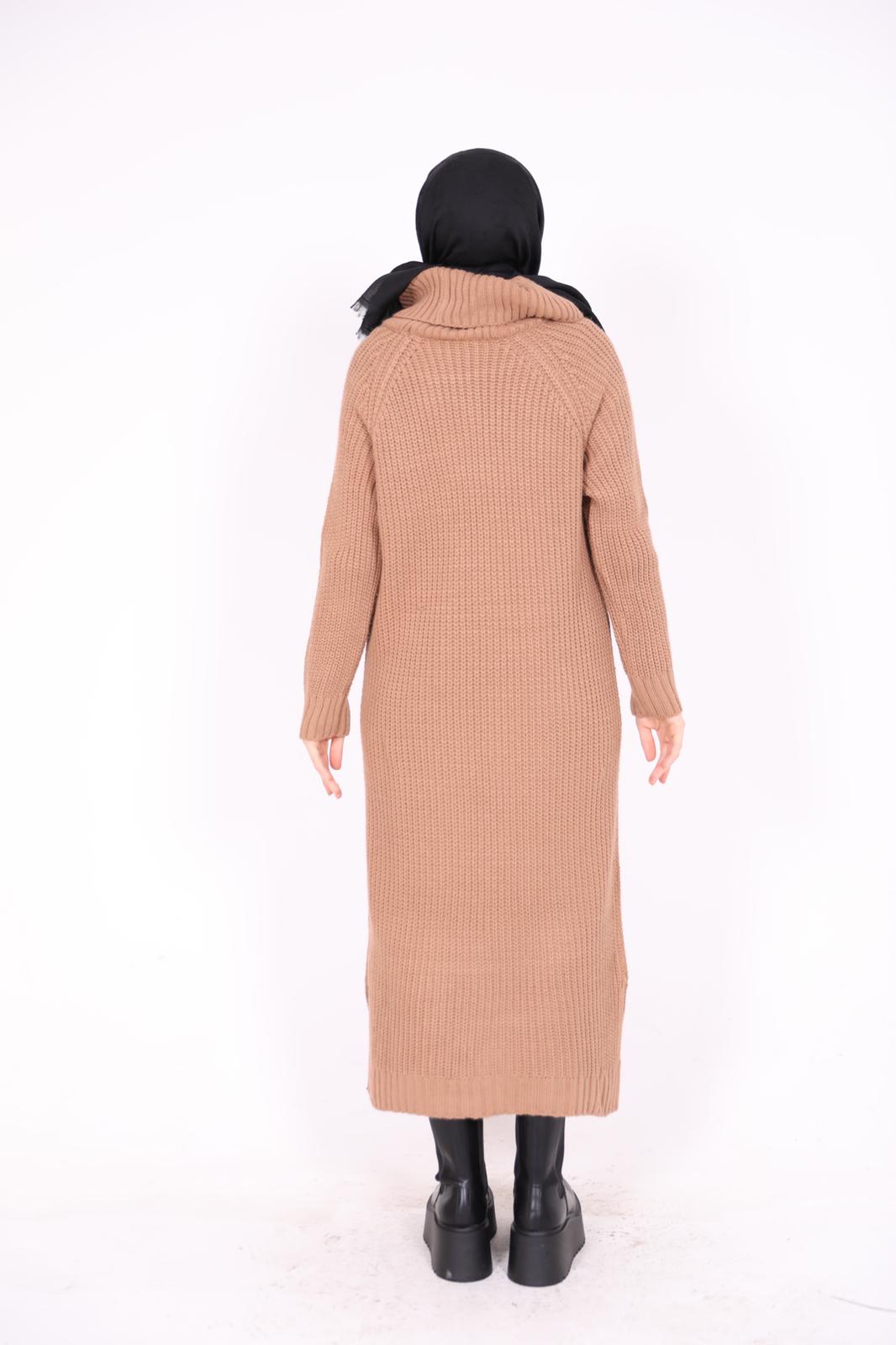 Turtleneck Woven Knitwear Dress Camel