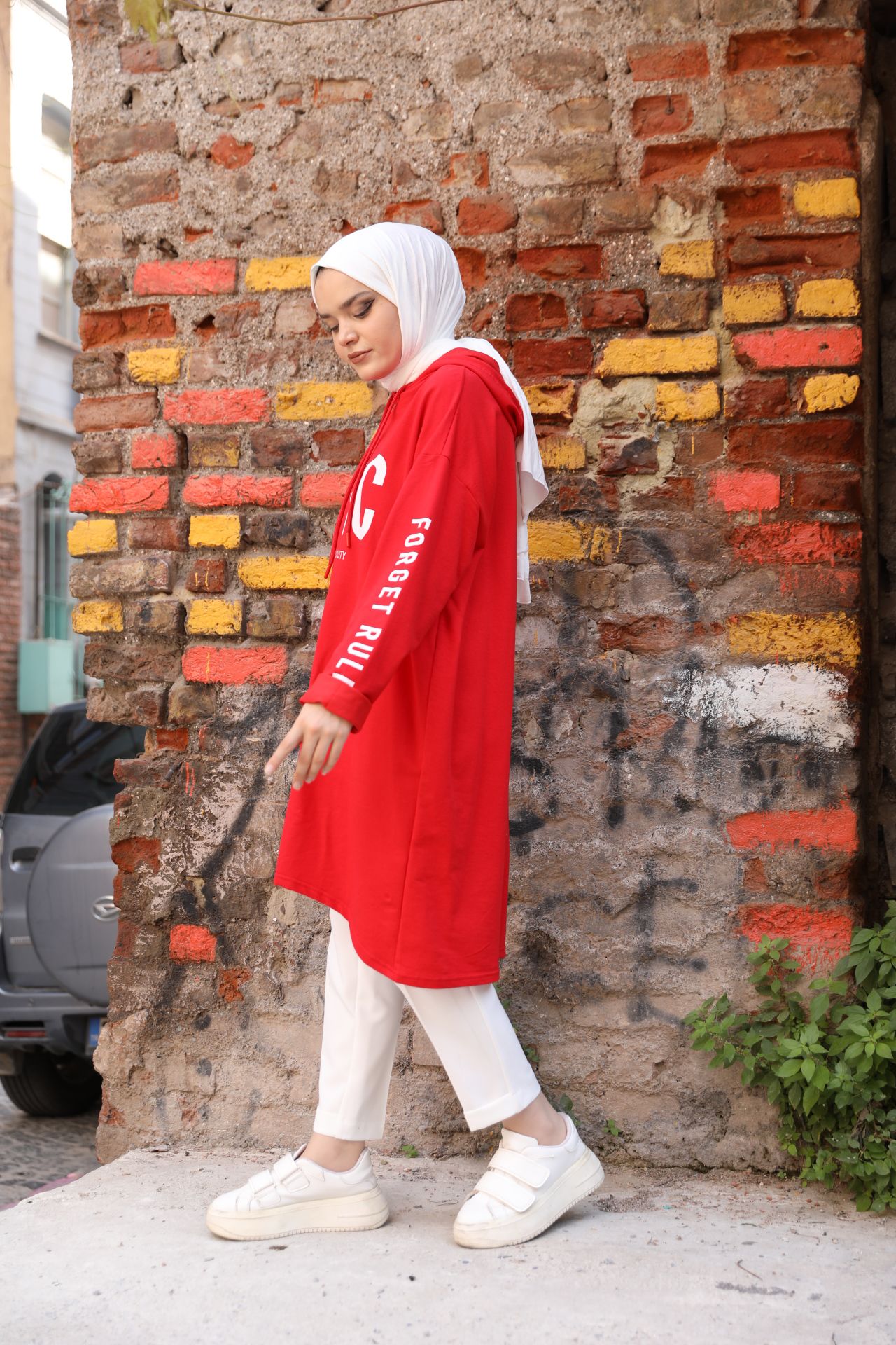 Nyc Printed Long Sweat Red