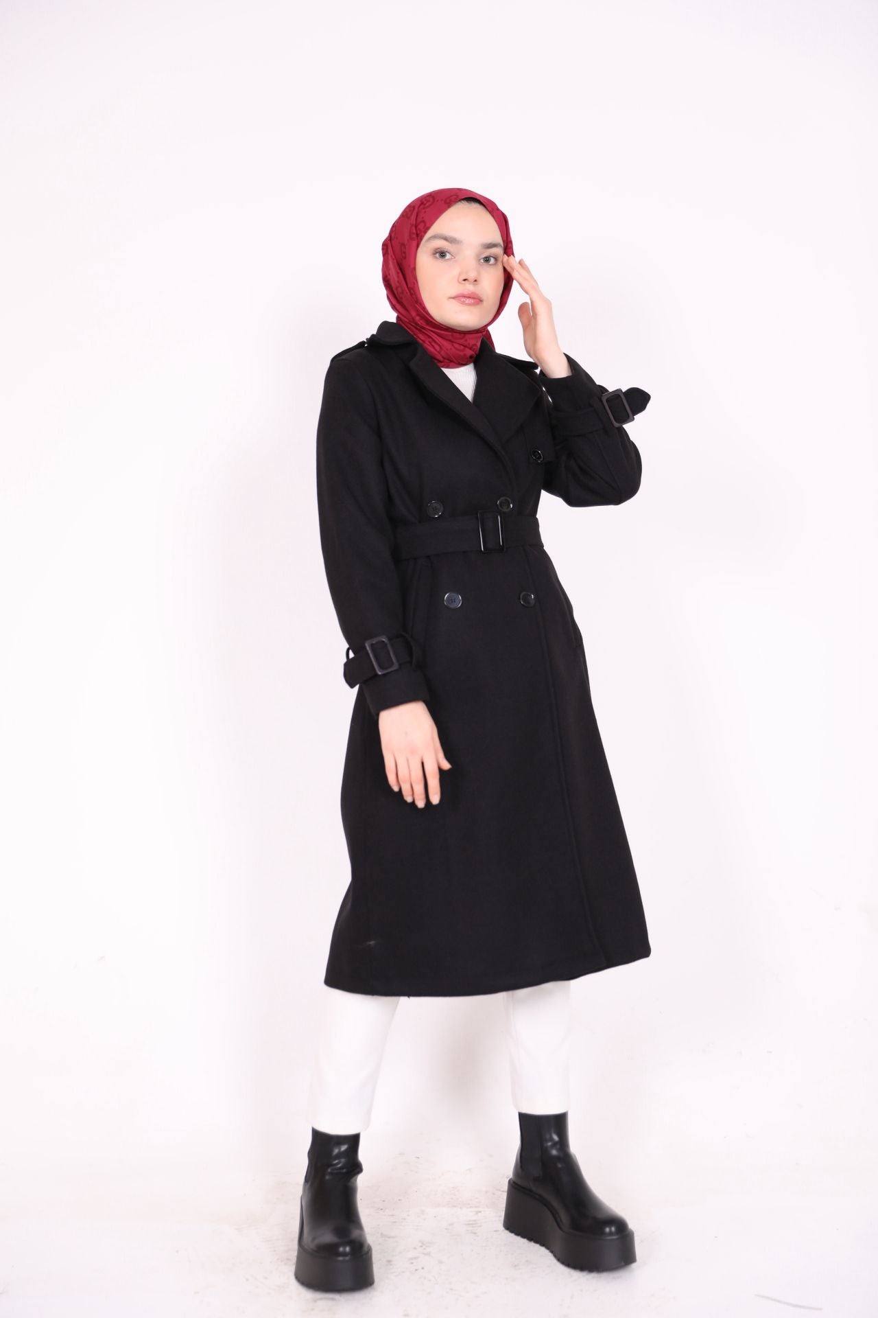 Zara Model Kaşe Coat Black