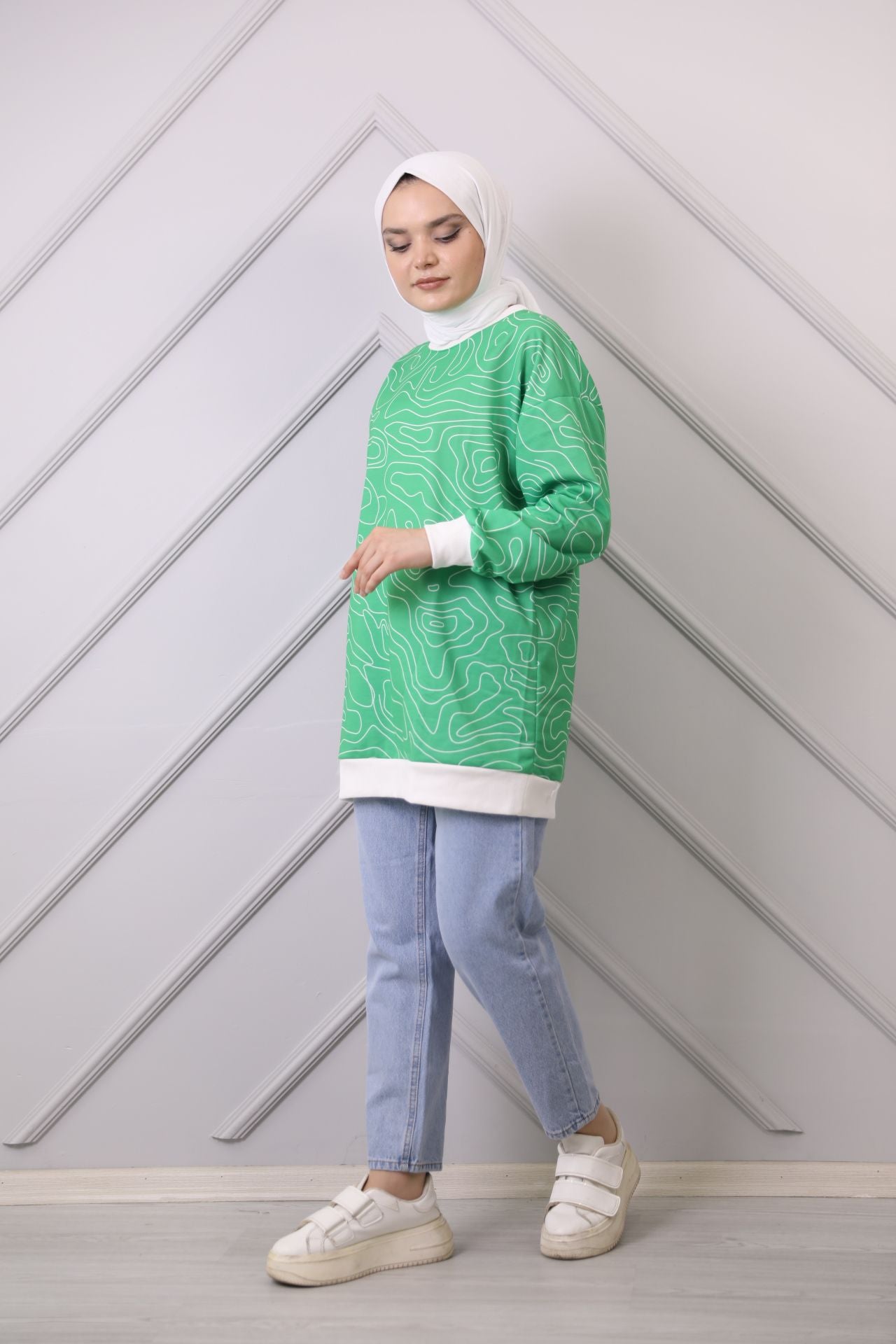 Ribbed Patterned Sweat Green