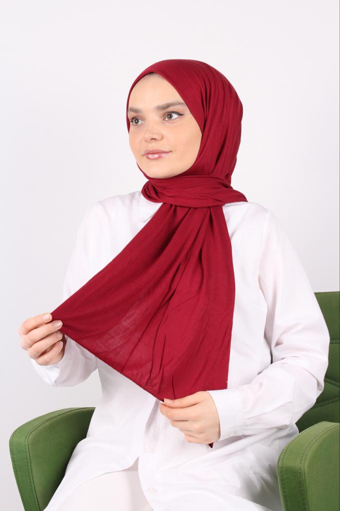 Plain Color Combed Cotton Shawl Red