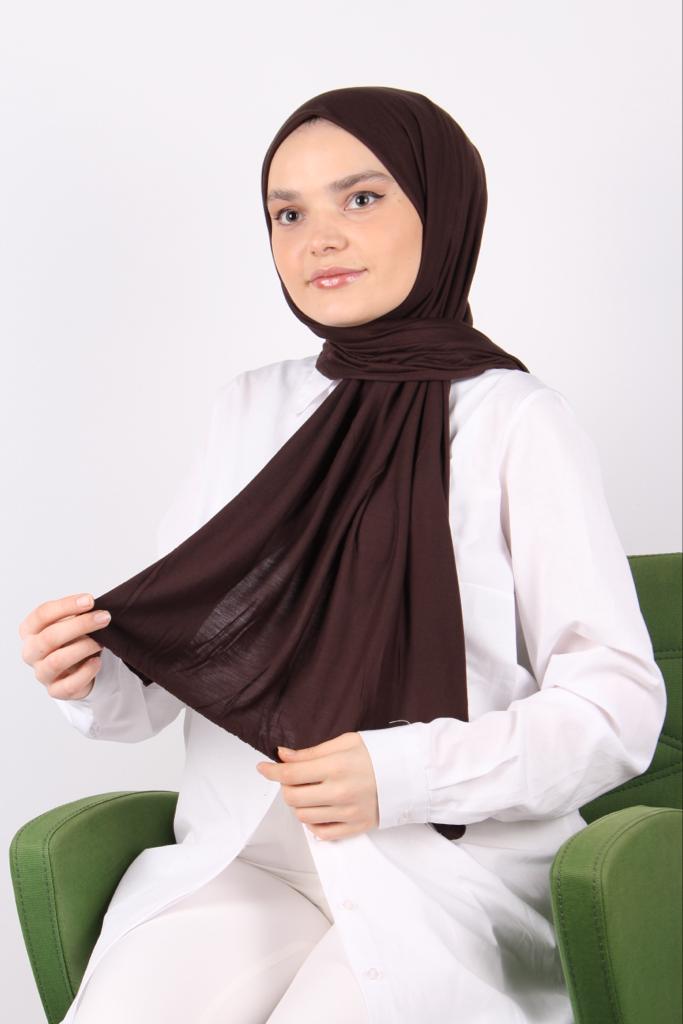 Plain Color Combed Cotton Shawl Brown