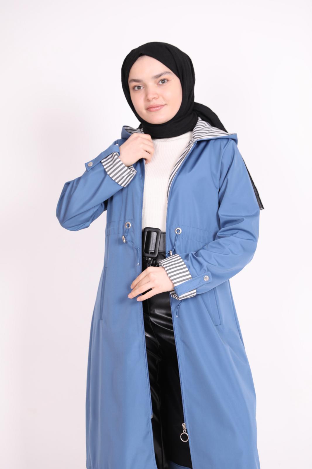 Striped Trench Blue