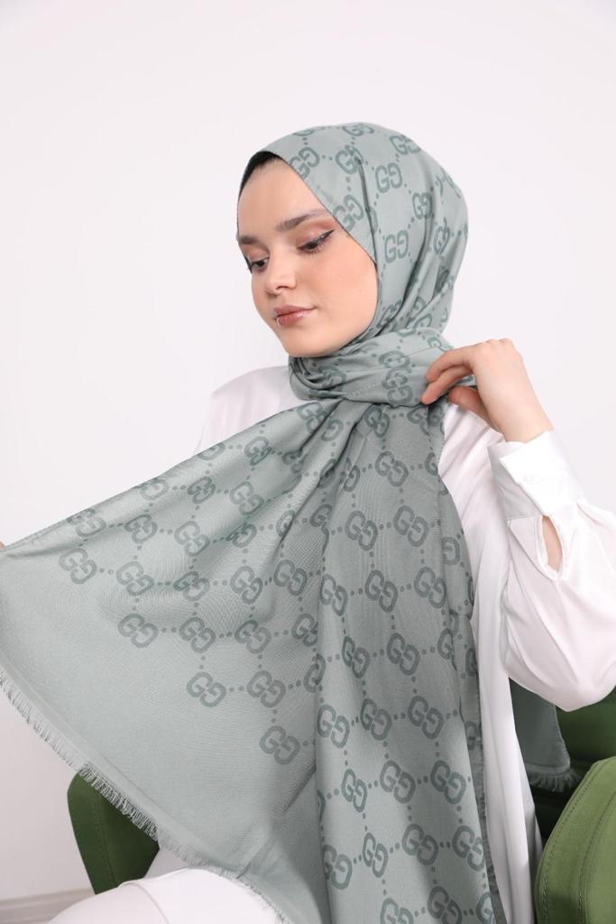 Ring Pattern Shawl Water Green