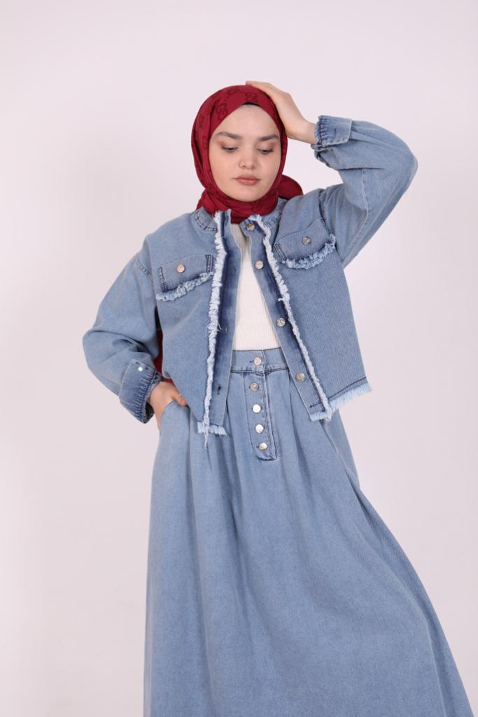 Skirt Denim Suit Blue